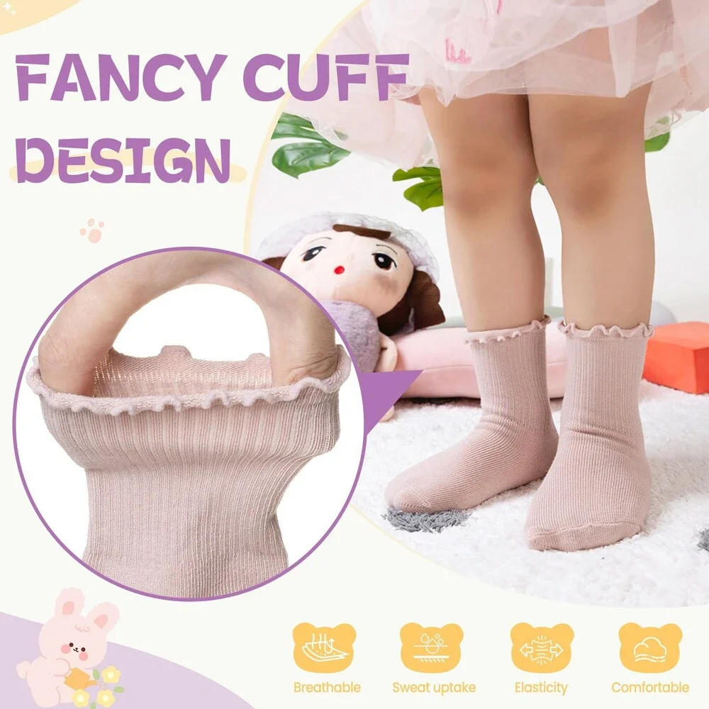 Velice Baby Ruffle Frilly Dress Socks 6 Pairs Assorted 3-5T Style Fashion - NWT